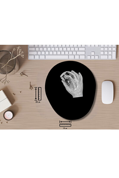 IVART Siyah Beyaz Röntgen El Temalı Bileklik Destekli Oval Mouse Pad-doktor-h...