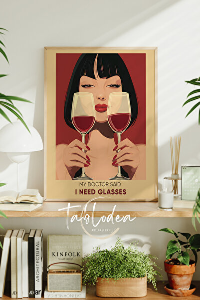 tablodea Pinterest apstraktna slika žene i naočara u koktel baru, dekorativna...