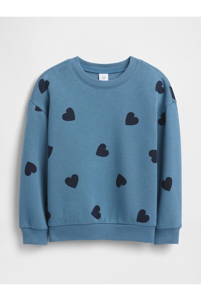 GAP Kız Bebek Mavi Grafik Baskılı Sweatshirt