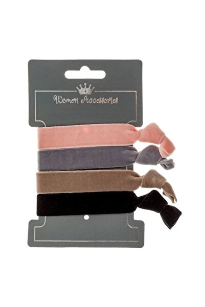 ANTBRO Set 4 elastice pentru par Antbro® velvet plate, cu nod, de culoare nea...