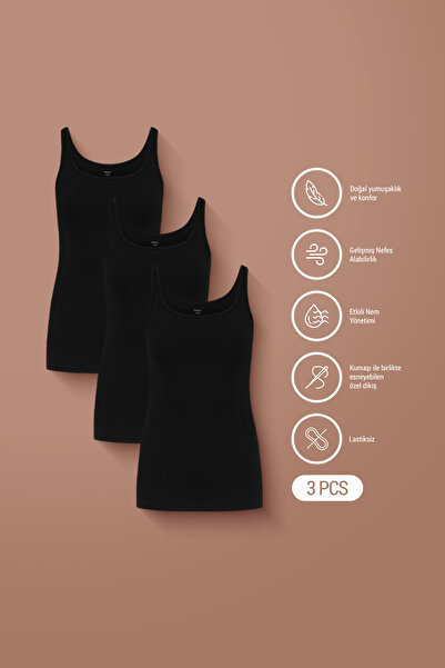 AUW Basic Women's Deep Neck Tank Top Modal Cotton 3-Piece - Softfit