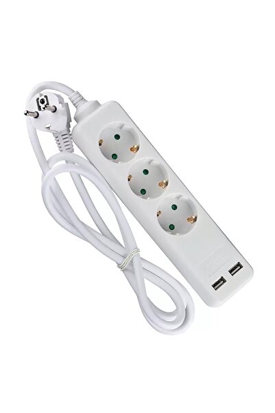 OEM Prelungitor 3 prize + 2x USB 1.5m 3G1.5mm2 alb V-TAC SKU-8774