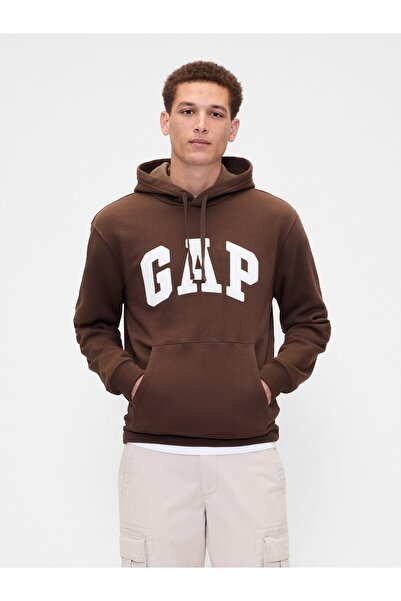 GAP Erkek Kahverengi Logo Relaxed Fleece Sweatshirt