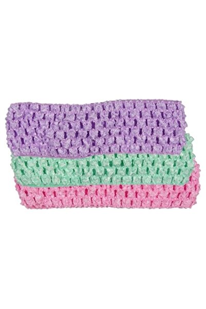 ANTBRO - Set 3 bentițe de păr pentru fete, din pânză lată cu model perforat în roz, violet și gri