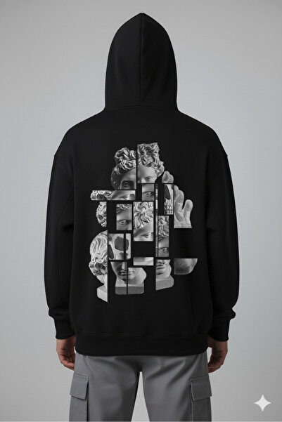 LORVEX Kesik Sanat Print, Pulover supradimensionat unisex din bumbac tricou