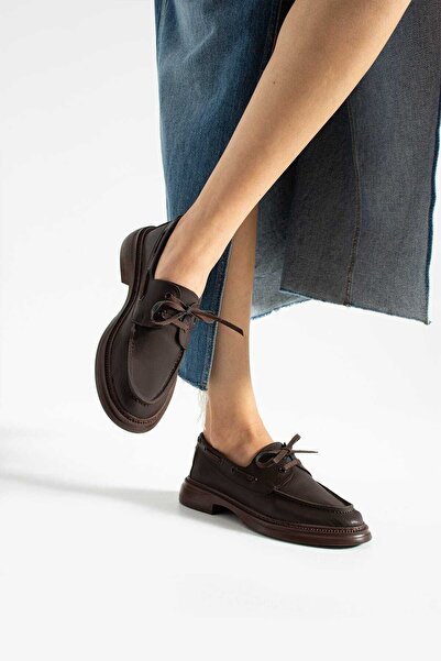 Yula Fashion Shoes Camelia Kadın Günlük Loafer Acı Kahve Cilt