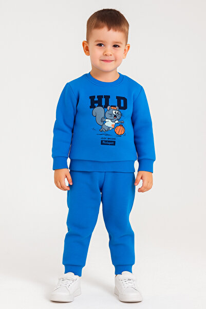 mb kids Sincap Baskı Şardonlu İçi Polar 3 İp Erkek Çocuk Eşofman Takım
