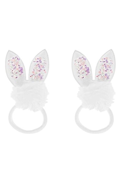 ANTBRO Set 2 elastice de păr pentru copii Antbro® cu pompom din tul alb și ur...