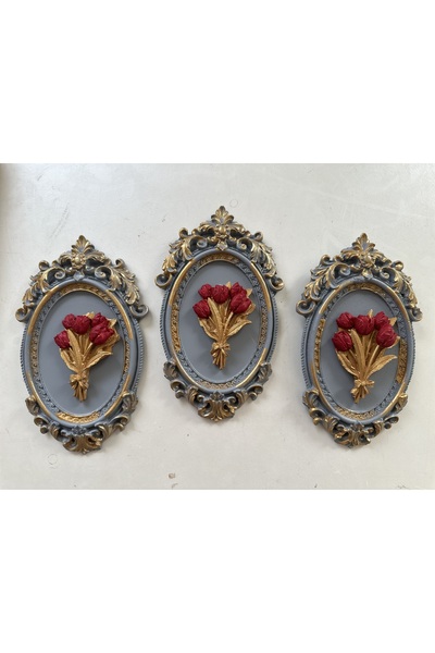 busraconcept Set de 3 cu design floral realizat manual 22cm