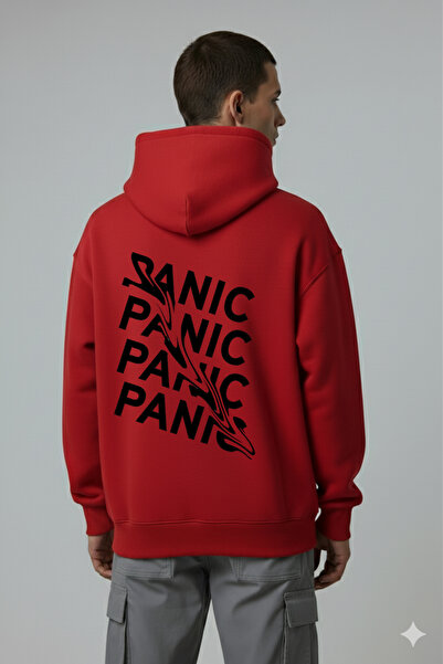 LORVEX Panic Arka Digital Printing Oversize Unisex Cotton Swea tricou