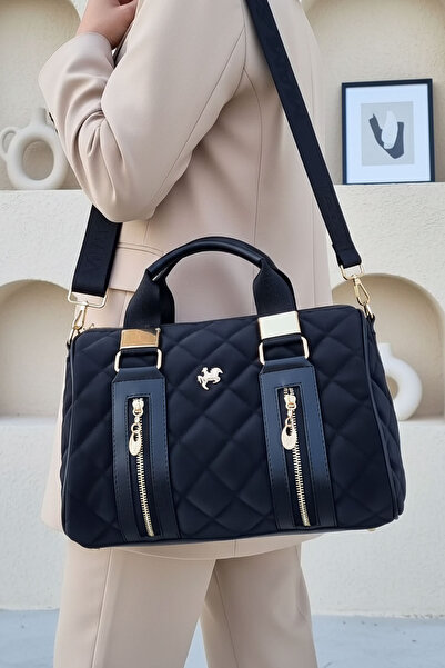 POLO CLUB Geantă de mână și de umăr pentru femei, model cilindru cu model Kaptione, cu curea lungă încrucișată (31x22 CM)