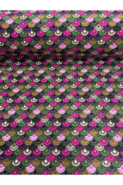 Pazen Țesătură cu model circular - verde roz