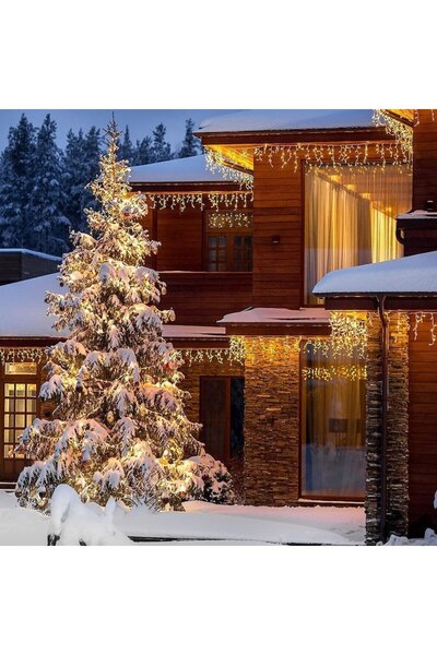 xpress sales NEVERMORE Christmas Icicle Lights, 12 m, 300 LEDs, 8 light modes, Warm White