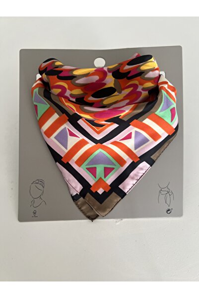 BusradanDesign وشاح ساتان ملون بنمط غير متماثل 55*55 سم