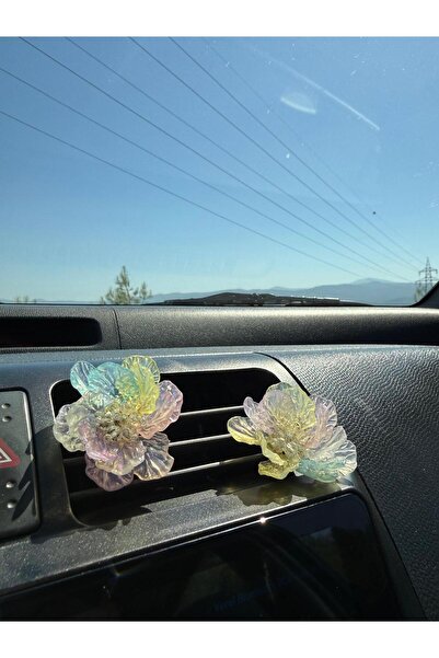 Çiçek Antalya Handmade Rainbow Flower Design Air Conditioner Ornament – Colorful Shiny Stone Car Accessory