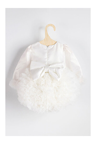 LC Waikiki Ekru Uzun Kollu Tütülü Kız Bebek Prenses Elbise - Asel