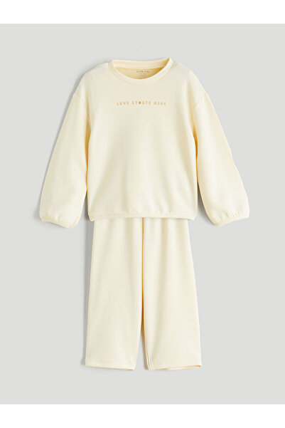 LC Waikiki Crew Neck Baby Girl Sweatshirt and Sweatpants