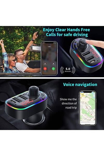 Zet ® FM Car Modulator Bluetooth 5.0 + EDR – Hands-Free, 3 Charging Ports (USB-C + 2xUSB)