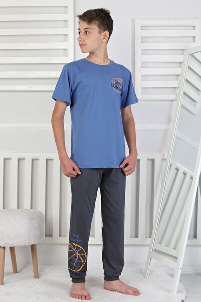 ZUZUNGA True Champion Basketball Printed Short Sleeve Boys' Pajama Set