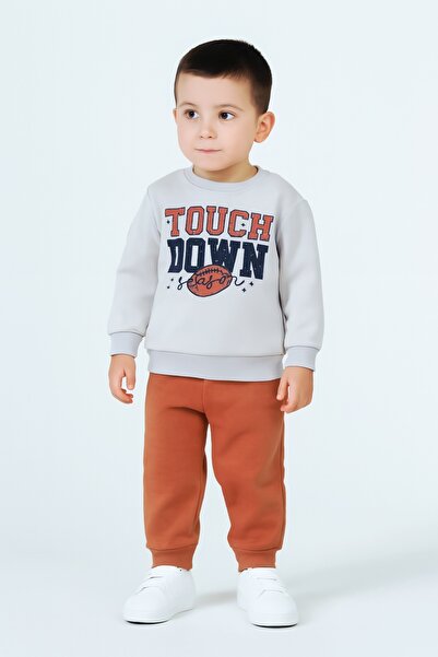 mb kids طقم رياضي للأولاد من تاتش داون بطباعة مميزة وبطانة داخلية من الصوف بث...