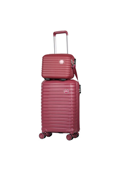 GROUND Vanille Kabin Boy Valiz + Makyaj Çantası Bordo - 10663