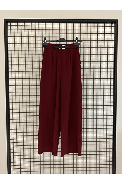Armine TREND New Season Belted Pocketed Wide Leg Fabric Trousers
