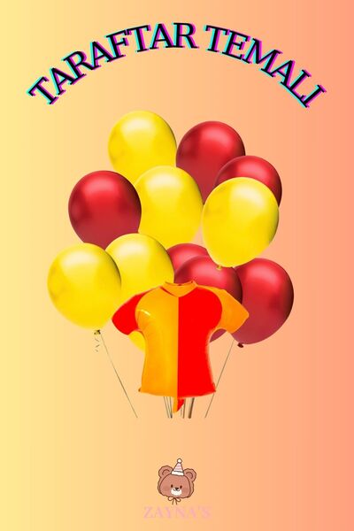 Zayna's Taraftar Temalı Sarı Kırmızı Renk Forma Şekilli Folyo Balon Seti