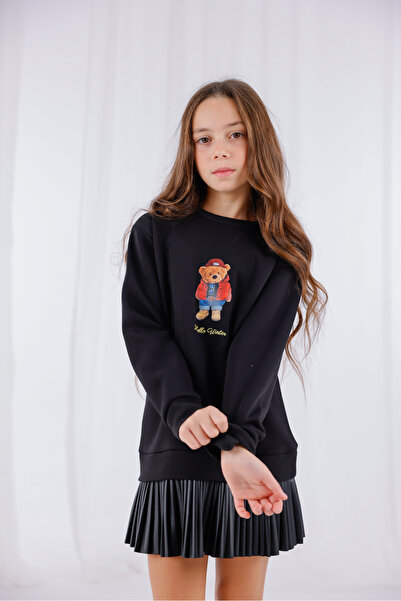 EYLÜL ELİF BUTİK Teddy Baskılı Spor Kız Elbise