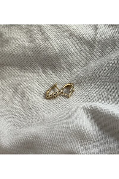 stainles steel Taş Detay Zarif Gold Çelik Küpe (14k renk)