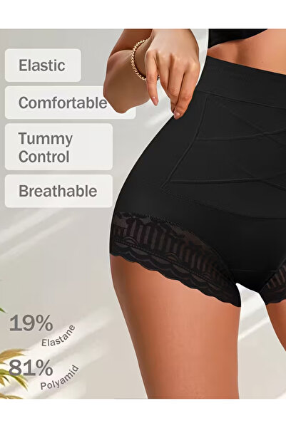 NADIA Chiloti Modelatori Cu Dantela Si Picior, Model Nou, Culoare Neagra, Masura M