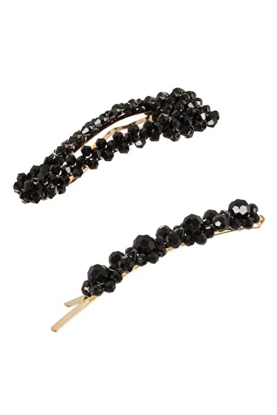 ANTBRO Set 1 agrafă de păr și 1 agrafă Antbro® cu pietre negre, 8cm