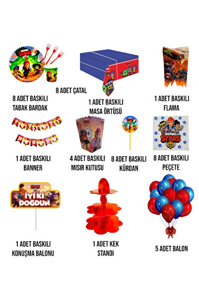 Evabrite Brawl Stars Birthday Party Set - Boy's Birthday Party Decorations for 24 People