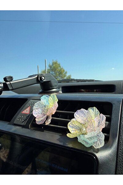 Çiçek Antalya Handmade Rainbow Flower Design Air Conditioner Ornament – Colorful Shiny Stone Car Accessory