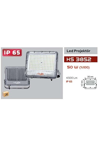 Helios HS-3852 50 WATT BEYAZ LED PROJEKTÖR 4.500 LÜMEN (Tam watt)