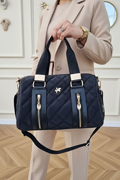 POLO CLUB Geantă de mână și de umăr pentru femei, model cilindru cu model Kaptione, cu curea lungă încrucișată (31x22 CM)