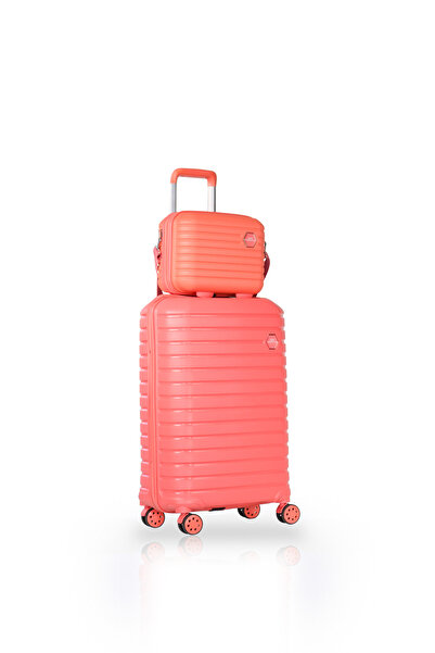 GROUND Vanille Orta Boy Valiz + Makyaj Çantası Somon - 10663