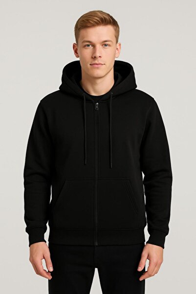 CLASSİCS MEN سترة كلاسيكية للجنسين بسحاب كامل وغطاء للرأس - 7389