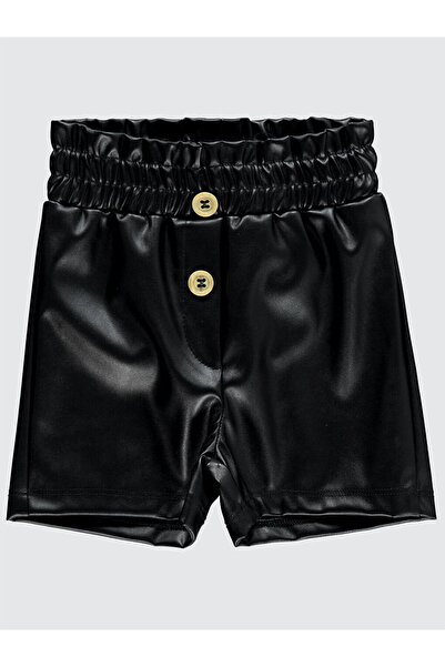 LC Waikiki Baby Kız Bebek Deri Şort 9-18 Ay Siyah
