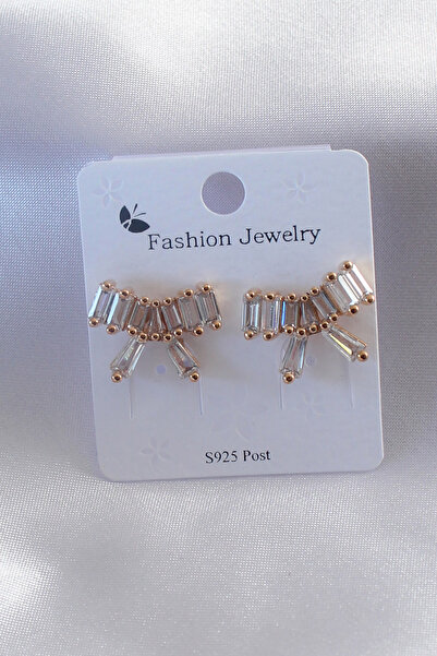 Clariss أقراط نسائية بشريط ذهبي اللون موديل حجر الزركون