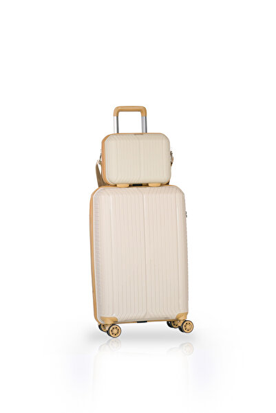 GROUND Sirius Gar Orta Boy Valiz + Makyaj Çantası Kemik Gold - 10728