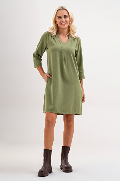 Bold & Young Rochie din lycra din bumbac spalat cu buzunare