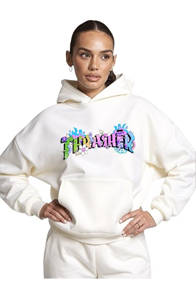 ArtYus Φούτερ Unisex Trasher Colorful Special με τύπωμα Cotton oversized με κ...