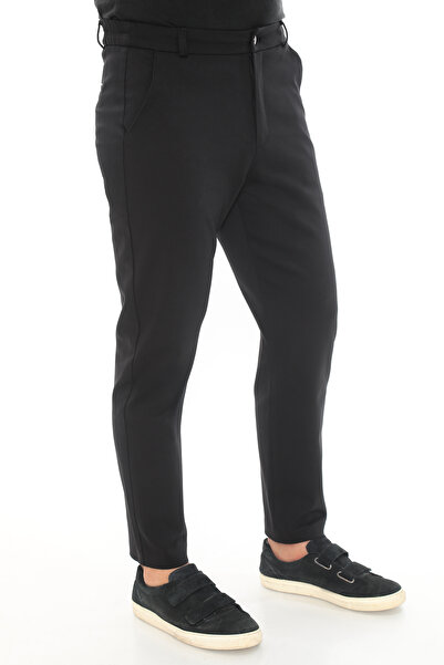 EYBER Siyah beli lastikli bilek boy Casual Pantolon
