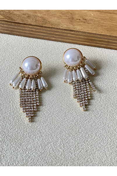 Rupen Kraft أقراط سهرة بتصميم خاص مرصعة باللؤلؤ على شكل مسار مائي