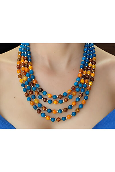 elinasaccessories Rengarenk coklu akik kolye el yapımı designer kolye tasarım kolye