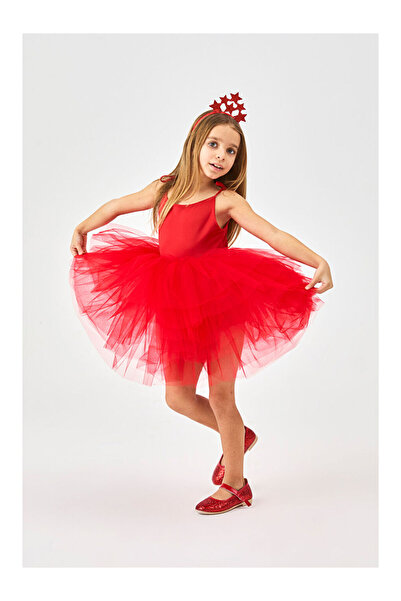 LC Waikiki Kırmızı Tütü Etekli Askılı Kız Çocuk Balerin Elbise - Jade