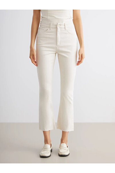 LC Waikiki LCW Jeans Ekru Crop Flare Kadın Jean Pantolon