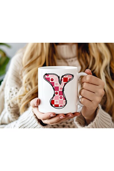 Beramussa Letter Y Pink Checkered Heart Eye Emoji Mug – Fun Checkered Design ...