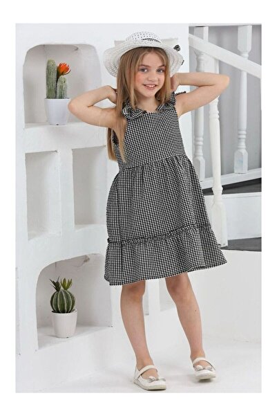 LC Waikiki فستان بناتي ذو قبعة سوداء - 27050