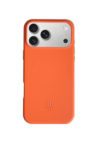WATCHOFROYAL Bexocase Iphone 17 Pro Max Turuncu Magsafe Özellikli Deri Kılıf